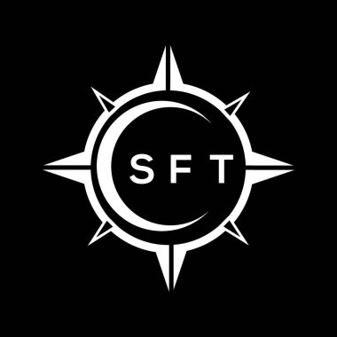 SFT abstract technology circle setting logo design on black background. SFT creative initials letter logo concept.	