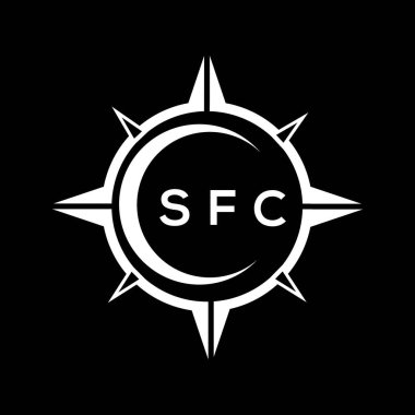 SFC abstract technology circle setting logo design on black background. SFC creative initials letter logo concept.	