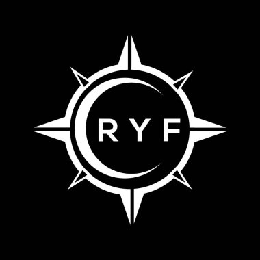 RYF abstract technology circle setting logo design on black background. RYF creative initials letter logo concept.	