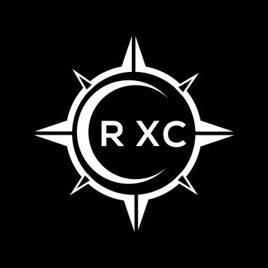 RXC soyut teknoloji çemberi logo tasarımını siyah arkaplan üzerine kuruyor. RXC yaratıcı harf logosu kavramı.