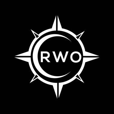 RWO soyut teknoloji çemberi logo tasarımını siyah arka plana ayarlıyor. RWO yaratıcı harflerin baş harfleri logo kavramı.