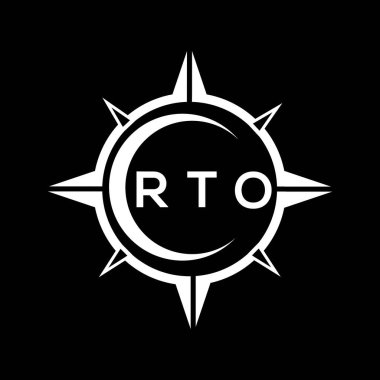 RTO soyut teknoloji çemberi kara zemin üzerine logo tasarımı ayarlıyor. RTO yaratıcı harflerin baş harfleri logo kavramı.