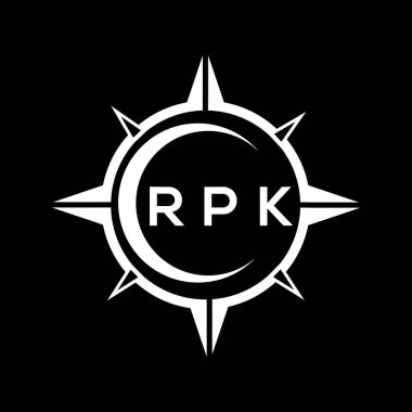 RPK soyut teknoloji çemberi logo tasarımını siyah arkaplan üzerine kuruyor. RPK yaratıcı harflerin baş harfleri logo kavramı.