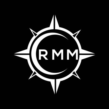 RMM soyut teknoloji çemberi logo tasarımını siyah arkaplan üzerine kuruyor. RMM yaratıcı harflerin baş harfleri logo kavramı. RMM soyut teknoloji dairesi siyah arkaplan üzerine logo tasarımı yapıyor. RMM yaratıcı harf logosu kavramı.