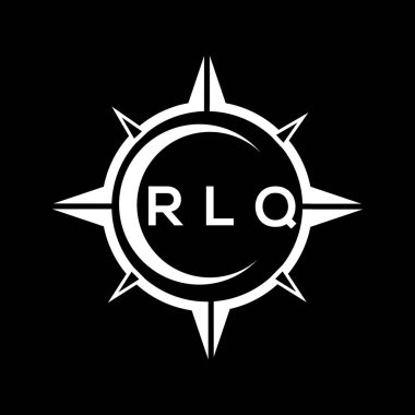 RLQ soyut teknoloji çemberi logo tasarımını siyah arkaplan üzerine kuruyor. RLQ yaratıcı harflerin baş harfleri logo kavramı.