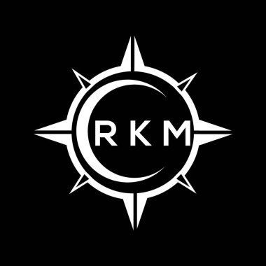 RKM soyut teknoloji çemberi siyah arkaplan üzerine logo tasarımı ayarlıyor. RKM yaratıcı harf logosu kavramı.