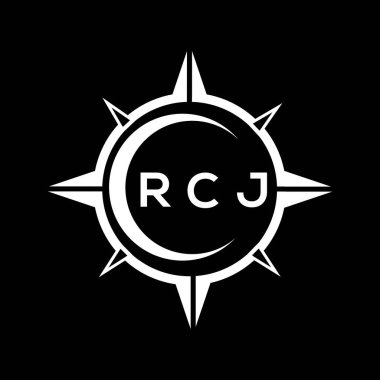 RCJ soyut teknoloji çemberi logo tasarımını siyah arkaplan üzerine kuruyor. RCJ yaratıcı harflerin baş harfleri logo kavramı.