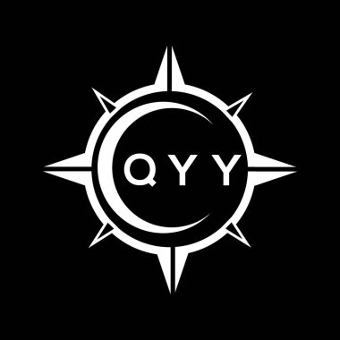QYY soyut teknoloji çemberi logo tasarımını siyah arkaplan üzerine kuruyor. QYY yaratıcı harf logosu kavramı.