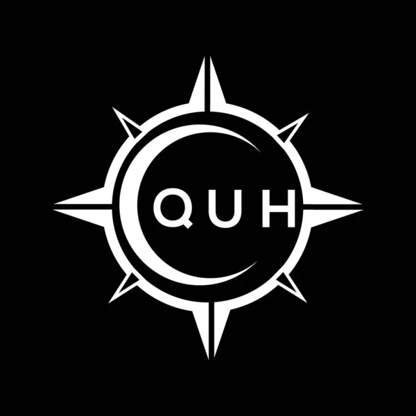 Quh抽象技術サークルの背景にロゴデザインを設定します Quhクリエイティブイニシャルレターロゴコンセプト — ストックベクタ