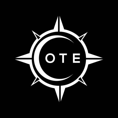 OTE soyut teknoloji çemberi kara arkaplan üzerine logo tasarımı ayarlıyor. OTE yaratıcı harflerin baş harfleri logosu.