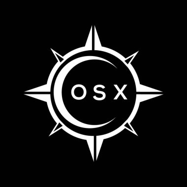 OSX soyut teknoloji çemberi logo tasarımını siyah arka plana ayarlıyor. OSX yaratıcı harflerin baş harfleri logosu.
