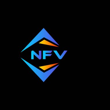 Siyah arka planda NFV soyut teknoloji logosu tasarımı. NFV yaratıcı harflerin baş harfleri logo kavramı.