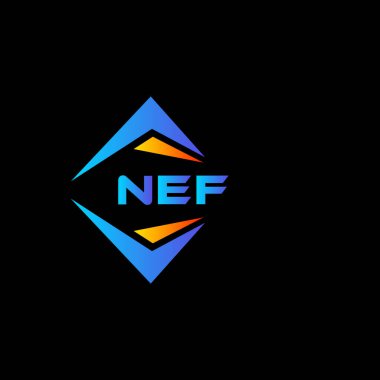 NEF soyut teknoloji logosu tasarımı Siyah arka planda. NEF yaratıcı harflerin baş harfleri logo kavramı.