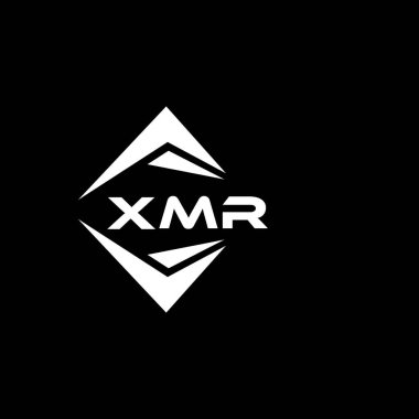 Siyah arka planda XMR soyut teknoloji logosu tasarımı. XMR yaratıcı harflerin baş harfleri logo kavramı.