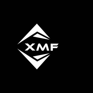 Siyah arka planda XMF soyut teknoloji logosu tasarımı. XMF yaratıcı harf logosu kavramı.