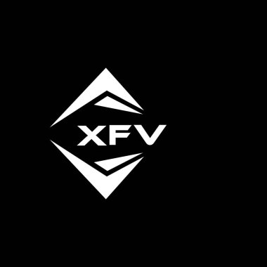 Siyah arka planda XFV soyut teknoloji logosu tasarımı. XFV yaratıcı harf logosu kavramı.