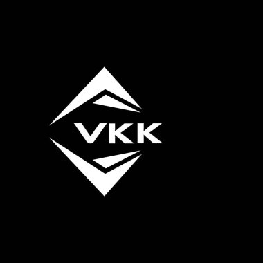 Siyah arka planda VKK soyut teknoloji logosu tasarımı. VKK yaratıcı harflerin baş harfleri logo kavramı.