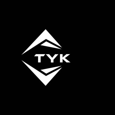 Siyah arka planda TYK soyut teknoloji logosu tasarımı. TYK yaratıcı harflerin baş harfleri logo kavramı.