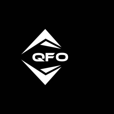 Kara arka planda QFO teknolojisi logosu tasarımı. QFO yaratıcı harflerin baş harfleri logo kavramı.