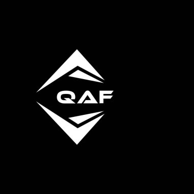 Kara arka planda QAF soyut teknoloji logosu tasarımı. QAF yaratıcı harflerin baş harfleri logo kavramı.