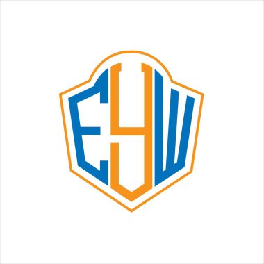 Beyaz arkaplanda EYW soyut monogram kalkan logosu tasarımı. EYW yaratıcı harfler harfi logosu.