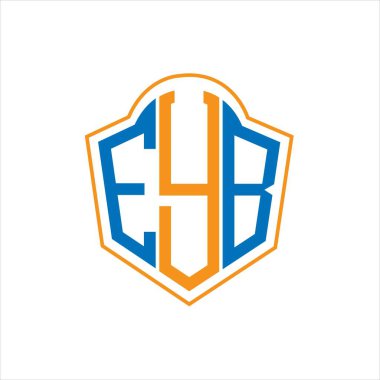 Beyaz arka planda EYA soyut monogram kalkan logosu tasarımı. EYA yaratıcı harf logosu.