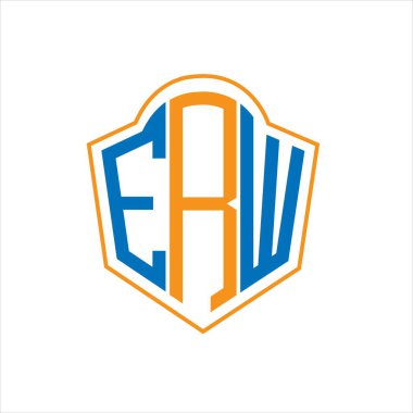 Beyaz arka planda ERW soyut monogram kalkan logosu tasarımı. ERW yaratıcı harfler harfi logosu.