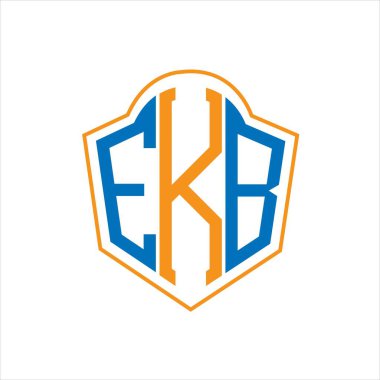 Beyaz arka planda EKB soyut monogram kalkan logosu tasarımı. EKB yaratıcı harflerin baş harfleri..