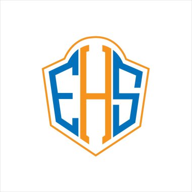 Beyaz arka planda EHS soyut monogram kalkan logosu tasarımı. EHS yaratıcı harfler harfi logosu.