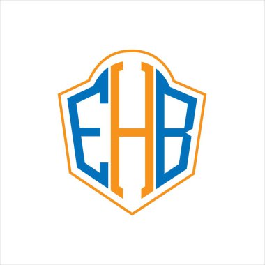 Beyaz arka planda EHB soyut monogram kalkan logosu tasarımı. EHB yaratıcı harflerin baş harfleri logo.