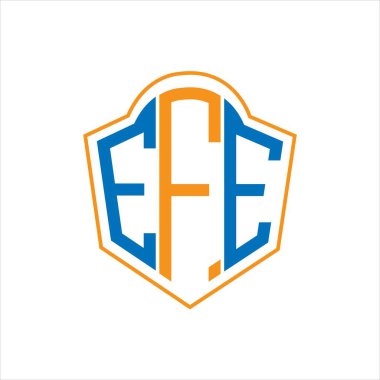 Beyaz arkaplanda EFE soyut monogram kalkan logosu tasarımı. EFE yaratıcı harfler harfi logosu.