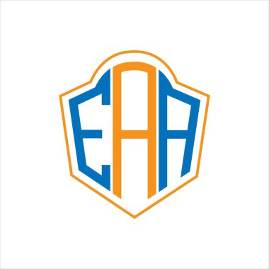 Beyaz arka planda EAA soyut monogram kalkan logosu tasarımı. EAA yaratıcı harflerin baş harfleri logosu.