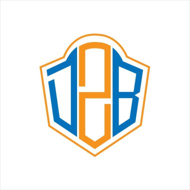 Beyaz arkaplanda DZB soyut monogram kalkan logosu tasarımı. DZB yaratıcı harflerin baş harfleri logosu.