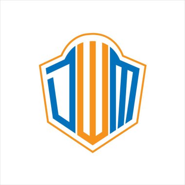 Beyaz arka planda DWM soyut monogram kalkan logosu tasarımı. DWM yaratıcı harflerin baş harfleri logo.