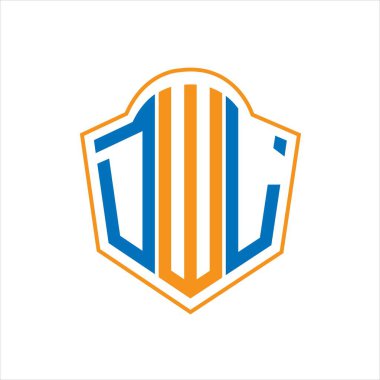 Beyaz arka planda DWL soyut monogram kalkan logosu tasarımı. DWL yaratıcı harfler harfi logosu.