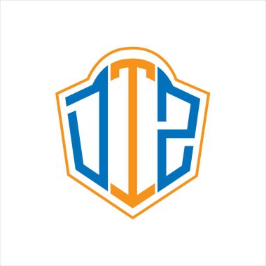 Beyaz arka planda DTZ soyut monogram kalkan logosu tasarımı. DTZ yaratıcı harf logosu.
