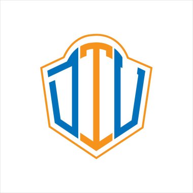 Beyaz arka planda DTV soyut monogram kalkan logosu tasarımı. DTV yaratıcı harfler harfi logosu.