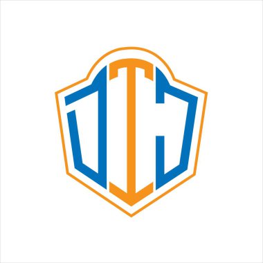 Beyaz arka planda DTJ soyut monogram kalkan logosu tasarımı. DTJ yaratıcı harflerin baş harfleri logo.