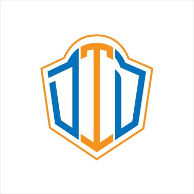 Beyaz arka planda DTD soyut monogram kalkan logosu tasarımı. DTD yaratıcı harfler harfi logosu.