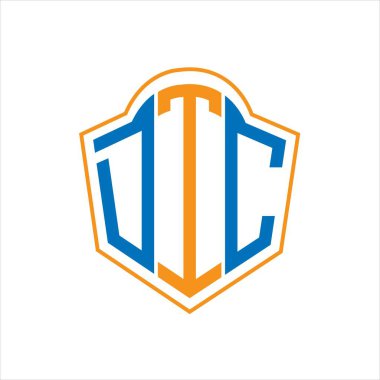 Beyaz arka planda WebDTC soyut monogram kalkan logosu tasarımı. DTC yaratıcı harflerin baş harfleri logosu.