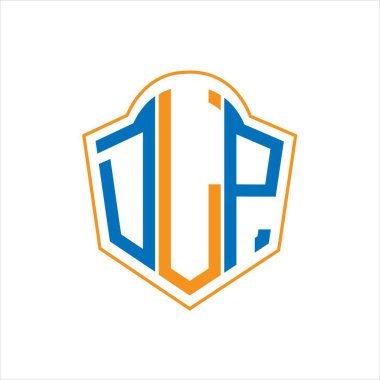 Beyaz arkaplanda DLP soyut monogram kalkan logosu tasarımı. DLP yaratıcı harf logosu.