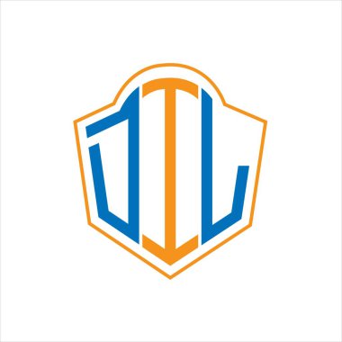 Beyaz arkaplanda DIL soyut monogram kalkan logosu tasarımı. DIL yaratıcı harfler harfi logosu.