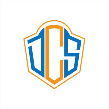 Beyaz arka planda DCS soyut monogram kalkan logosu tasarımı. DCS yaratıcı harf harfleri logosu.