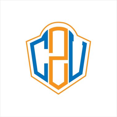 Beyaz arkaplanda CZV soyut monogram kalkan logosu tasarımı. CZV yaratıcı harf logosu.