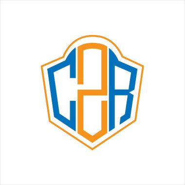 Beyaz arkaplanda CZR soyut monogram kalkan logosu tasarımı. CZR yaratıcı harf logosu.