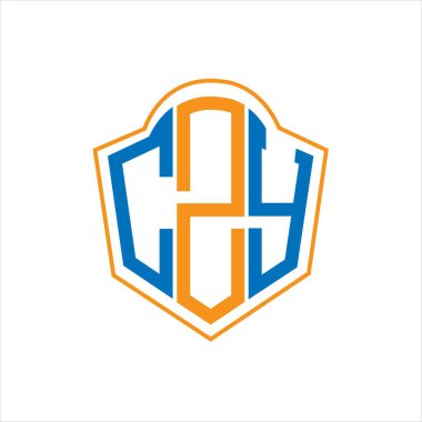 Beyaz arkaplanda CZY soyut monogram kalkan logosu tasarımı. CZY yaratıcı harfler harfi logosu.