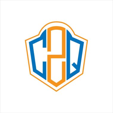 Beyaz arkaplanda CZQ soyut monogram kalkan logosu tasarımı. CZQ yaratıcı harflerin baş harfleri logosu.