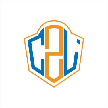 Beyaz arkaplanda CZL soyut monogram kalkan logosu tasarımı. CZL yaratıcı harflerin baş harfleri logosu.