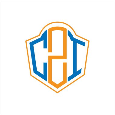 Beyaz arkaplanda CZI soyut monogram kalkan logosu tasarımı. CZI yaratıcı harf logosu.