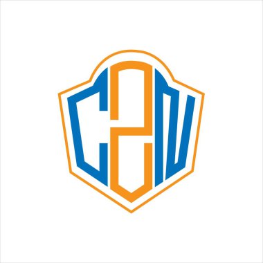 Beyaz arkaplanda CZN soyut monogram kalkan logosu tasarımı. CZN yaratıcı harf logosu.